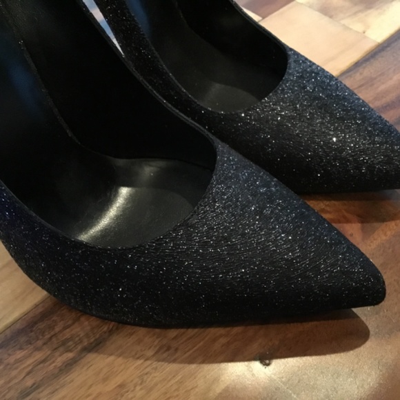 GORGEOUS SAINT LAURENT GLITTER CREPE EVENING 5” HEELS W/ HIGH BACK SZ IT 40 - Picture 10 of 10